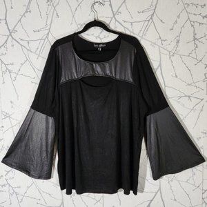 Love & Legend Black Cutout Front Bell Sleeve Blouse Whimsigoth Goth